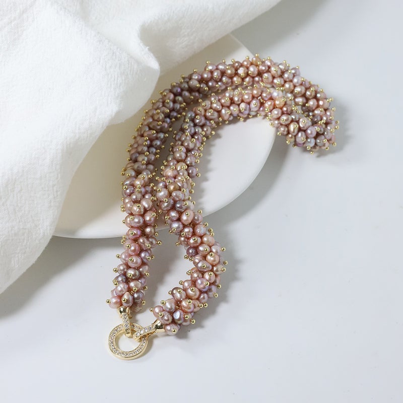 Natural Freshwater Pearl Caterpillar Necklace Niche Simple Necklace High-End Handmade Fashion Commuter Women - Image 3